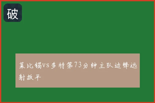 莱比锡vs多特第73分钟主队边锋远射扳平